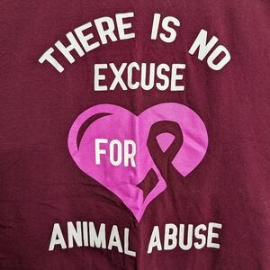 Maroon "There is No Excuse for Animal Abuse" Graphic T-Shirt
